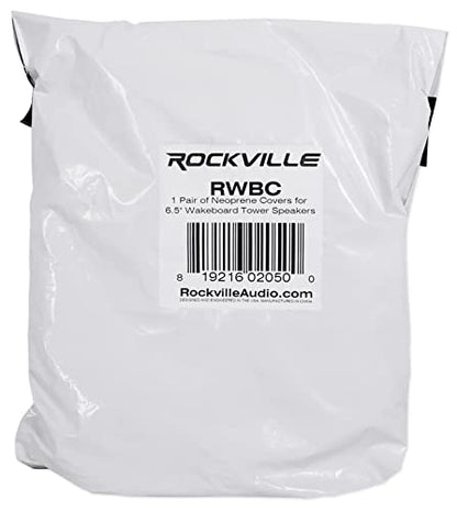 Rockville RWBC Neoprene Covers for 6.5" Marine Wakeboard Tower Speaker Pair | Water and Moisture Protection, Heavy-Duty Stitching, Strong Zipper, Snug Fit, Fits 7"-7.7" Diameter, 8.5"-9.5" Height Pods