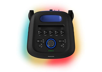 Philips TAX5000 Bluetooth Party Speaker - 14 Hours Play Time, Bass+, Full-Speaker LIghtshow, Built-in Carry Handle and Wheels, 200W Max Power, Black