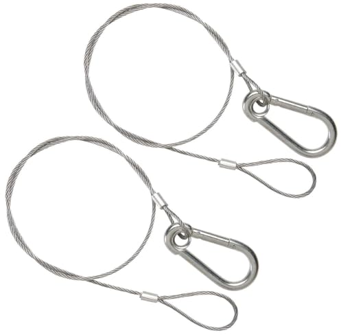 ASC 24" Inch Steel Safety Cable for Light Fixtures 2 Pack - DJ Lighting | Secures hanging par cans and moving heads overhead, backup wire tether on truss rigs, club and event rigging, pair included
