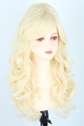 Women's Long Wavy Wig Blonde Big Curls with Bangs Beehive Style Wigs for Halloween Cosplay Costume Drag Queen Wig - color: Blonde