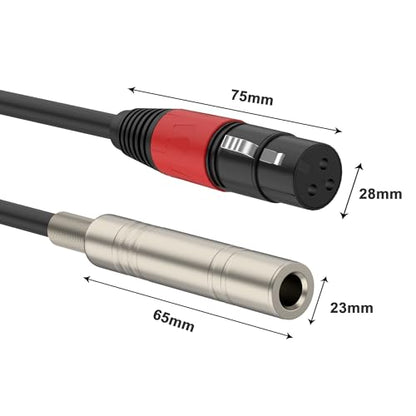 1/4“(6.35 mm) Female to XLR Female 3-Pin Socket Audio Cord, 1.1 Foot, 2 Packs, 6.35mm TRS/TS to XLR Jack Adapter, High-Purity 4N OFC Conductors, for Audio Electronic Devices - size: 1.1 foot, style: 1/4 female to XLR female