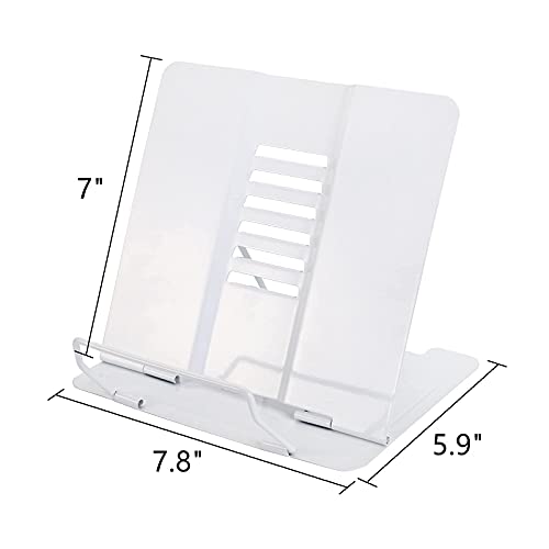 Dicunoy Set of 2 Metal Desk Book Stand, Adjustable Reading Rest Book Holder, Sturdy Bookstands for Recipes, Textbooks, Tablet, Music Books, Cookbook, Recipe, iPad, Magazine, Menu