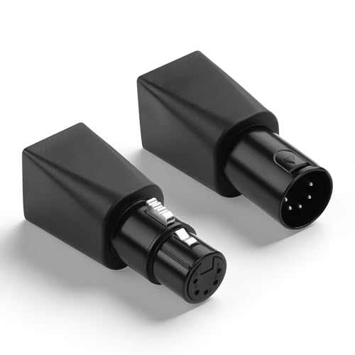 CERRXIAN 1 Pair 5-Pin XLR to RJ45 Adapter,DMX512 5-Pin XLR to Ethernet Cat5 Network Connector Plug for Lighting Console,Can use Any CAT-5 Ethernet Cable as a DMX512 Cable, DMX Controller Etc - style: 5Pin XLR Male+Female