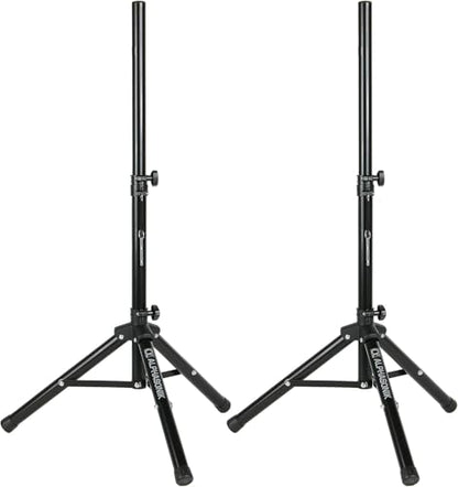 Pair Alphasonik All-in-one 10" Powered 1000W PRO DJ Amplified Loud Speakers with Bluetooth USB SD Card AUX MP3 FM Radio PA System LED Lights Karaoke Mic Guitar Amp 2 Tripod Stands Cable and Microphone