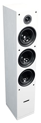 Rockville RockTower 64W Passive Tower Speaker, 4 Ohm, White, High-Fidelity Sound, Detachable Grille, 3-Way, 6.5", 500W, MDF, Perfect for Home Audio - color: White