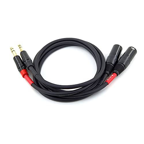 XLR to TRS Cable, 6.35mm Dual Channel to 3-pin XLR Male, 1/4 Stereo Balanced Microphone 2Pack (6FT) - size: 6F