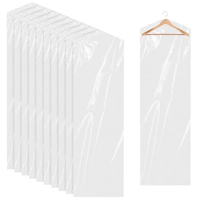 10Pcs Dry Cleaner Bags Plastic Clear Dress Bag 71-Inch Long Dry Cleaning Bag for Clothes, Plastic Garment Bags for Hanging Clothes, Long Dresses, Suits, Gowns, Dance Costumes, 60x180 cm