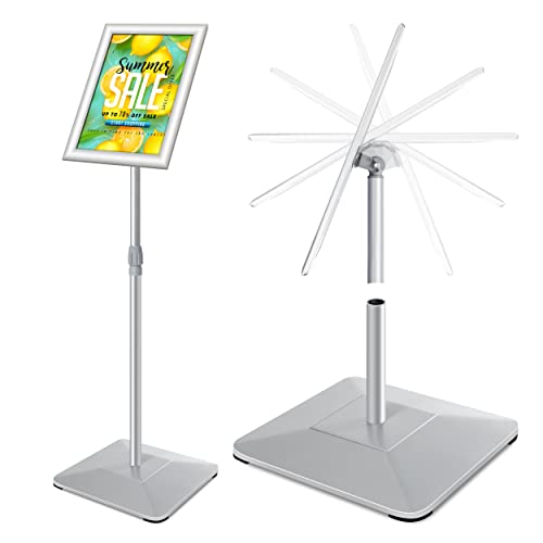 8.5"x11" Pedestal Poster Sign Stand with Heavy Duty Base, Adjustable Sign Holder Standing Floor Sign Stand for Office,Store,School,Church,Public Sign Displayed Stands, Silver - color: Silver, size: 8.5"x11"-1Pcs