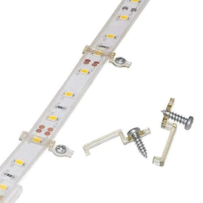 Griver 100 Pack Strip Light Mounting Brackets,Fixing Clips,One-Side Fixing,100 Screws Included (Ideal for 12mm Wide IP68 Silicone Cover Strips) - style: For 12mm Wide IP68 Silicone Cover Strips