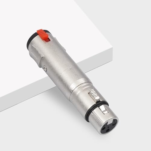 1/4 TRS 6.35mm AUX Female to XLR 3-Pin Adapter XLR Female 2Pcs, Silvery with Lock Converter Plug Cable Connector，Nickel Plated Zinc Alloy Shell, All Copper Pin Socket - color: Silvery