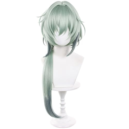 Anime Green Wig Long Straight Wig with Ponytail and Bangs Adult COS Game Cosplay Wigs Naxa Halloween,Christmas,Comic con,Game Show,Party - color: Deep Green