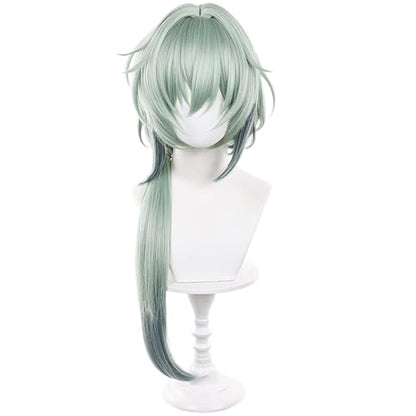 Anime Green Wig Long Straight Wig with Ponytail and Bangs Adult COS Game Cosplay Wigs Naxa Halloween,Christmas,Comic con,Game Show,Party - color: Deep Green