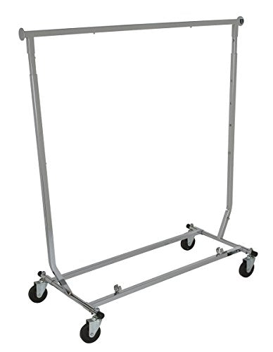 Econoco Collapsible Rolling Clothes Rack, Commercial Grade, Chrome, 48in W | Chrome rolling rack with square tubing & collapsible frame, commercial-grade for retail floor moves or trade show display