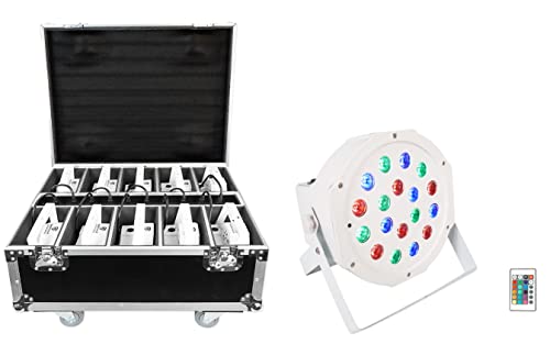 Rockville BATTERY PAR PACK 50 WHITE 20W Rechargeable Wash Lights (10), RGB Color Mixing, Wireless DMX, Remote Included, for DJs and Event Lighting - color: White