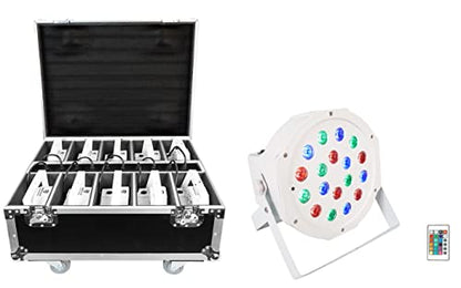 Rockville BATTERY PAR PACK 50 WHITE 20W Rechargeable Wash Lights (10), RGB Color Mixing, Wireless DMX, Remote Included, for DJs and Event Lighting - color: White