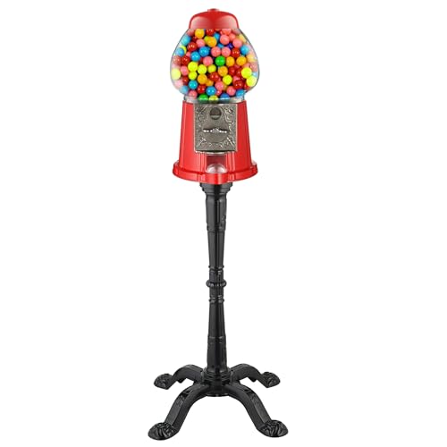 Great Northern Popcorn Company "6260 15"" Vintage Candy Gumball Machine & Bank with Stand - Everyone Loves Gumballs!", red | Vintage Style Bubble Gum Machine with Glass Globe and Metal Base - Gum Ball or Candy Dispenser - color: Red