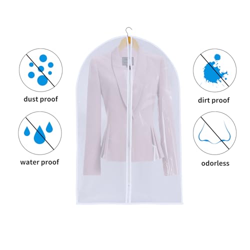 MsKitchen 6 Pack Long Garment Bags (24x60") - Dustproof Gown Covers - Durable PEVA Hanging Bags with Sturdy Zipper for Maxi Dresses, Long Coats & Dance Costumes (Translucent) - color: Translucent, size: 24" x 60" 6 Pack