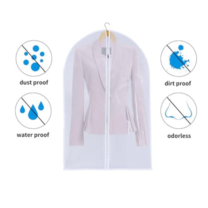 MsKitchen 6 Pack Long Garment Bags (24x60") - Dustproof Gown Covers - Durable PEVA Hanging Bags with Sturdy Zipper for Maxi Dresses, Long Coats & Dance Costumes (Translucent) - color: Translucent, size: 24" x 60" 6 Pack