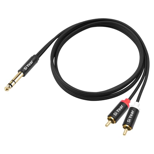 1/4 to Dual RCA Y Splitter Cable,6.35mm Stereo Jack to RCA Male Audio Cable Quarter inch TRS to Dual RCA Insert Cable (1.5M/5FT) - color: 6.35-2RCA-1.5M
