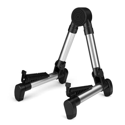 Flexzion Guitar Stand Folding Adjustable A-Frame Floor Portable Instrument Stand Rack Holder for Acoustic Electric Classical Guitar and Bass, Violin, Ukulele, Banjo, Mandolin Portable Lightweight | Portable Aluminum-Alloy Frame Weighs Less Than 1 Lb and F