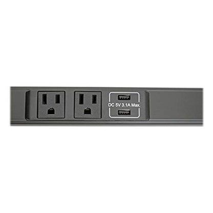 Tripp Lite 6 Outlet Power Strip with USB-A Charging (9.3A), NEMA 5-15R Outlets, 120V, 15A, 10 ft. Cord, 5-15P Plug, Black (PSC360610USBB) - style: 6 Outlet, 10ft Cord, USB