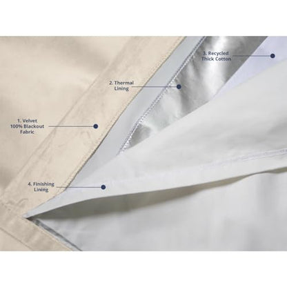 Moondream DecibelControl™ 3-in-1 Soundproof Curtain | Noise Reduction | Thermal Insulation | 100% Blackout | Patented Technology | Velvet | Grommet | 52" W x 63" L | Beige - Darjeeling MC15 - color: Beige - Darjeeling Mc15, size: 52"W x 63"L (Pack of 1)