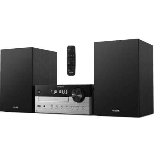 Philips Bluetooth Stereo System for Home with CD Player, Bluetooth 5.4 & Auracast, Upgraded 80W Stereo Sound, MP3, USB, Audio in, FM Radio, Bass Reflex Speaker, Remote Control Included - size: 80W Stereo System