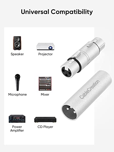 CableCreation [5-Pair XLR Female to Female & XLR Male to Male 3PIN Adapter Connector Compatible Microphone,Mixer,Silver - size: M to M & F to F