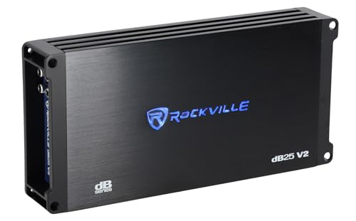 Rockville dB25 V2 2 Channel Car Amplifier 3000-Watt Peak/750W Dyno-Certified RMS Compact Stereo Amp, Class D, Low Distortion, Adjustable Crossover | 3000W Peak / 750W RMS, Dyno-Certified, MOSFET Power Supply, 12dB Crossover, Bass EQ, Bridgeable, Anodized