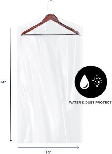 Plasticplace Clear Garment Bags on Roll, Heavy-Duty Plastic Coat Covers, 21” x 7” x 54”, Perforated with Pre-Slit Hanger Holes, Dustproof & Wrinkle-Free Storage, 320 Count Wardrobe Cover 0.65 Mil - size: 21" x 7" x 54"