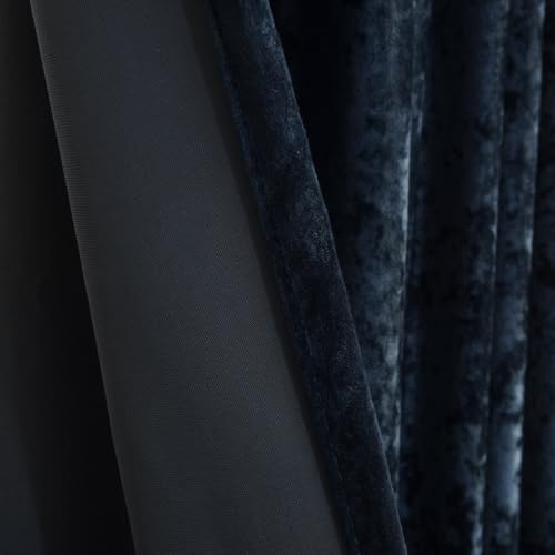Luxury Crushed Dusty Blue Velvet Curtains 2 Panels Set - 84 inches Long Room Darkening Luxury Distressed Velvet Rod Pocket Window Drapes for Living Room Bedroom 52" W x 84" L - color: Dusty Blue, size: 52"W x 84"L (Pack of 2)