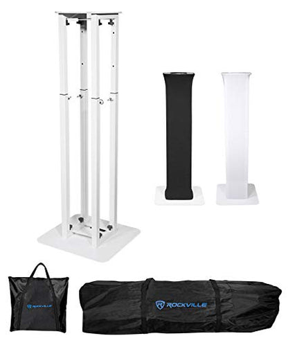 Rockville Rock SPOT 260W Moving Head Light 2-Pack with RTP32W Totem Stands | Wireless DMX, 14 Channels, 5100 Lux at 3m, Rotating Prism and Gobos, 2 Black and 2 White Scrims, 2 Carry Bags, 4-Items