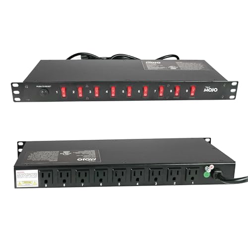 Tecmojo 9-Outlet Rack Mount Overloading Protection Circuit Breaker PDU, with Individual Switch 6ft Cord for IT and Network Racks and Cabinets - size: 9 Outlets/12A/Overloading Protection