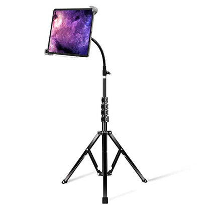 elitehood Floor iPad Music Stand, 70" Gooseneck iPad Stand Tripod for iPad | Heavy Duty Metal iPad Stand for musicians, iPad Holder Compatible with iPad Pro Air 13 11 & 9.5-14.5 inch Large Tablets