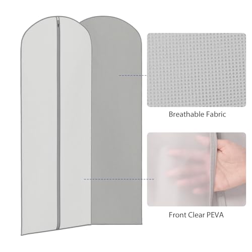 Zilink Dress Bags for Gowns Long Dress Cover Bag for Closet Storage 65 in - size: 65"-3pcs-Grey