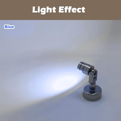 Suzeyar Metal Miniature LED Lights,Tiny Spot Light with Magnet Base,Battery Operated LED Lights,Wireless Miniature Spot Light for Artwork Painting,Jewelry Showcase,DIY Hand Craft (Blue) - color: Blue