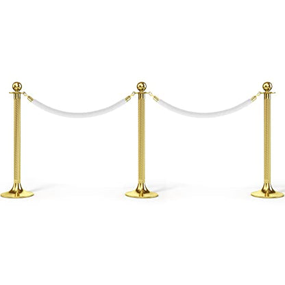 PATIKIL 4 Feet White Velvet Stanchion Rope, 2 Pack Crowd Control Barrier Rope with Snap Hooks for Posts Stands Queue Divider of Hotel Theater, Golden - color: White, size: 4 Feet