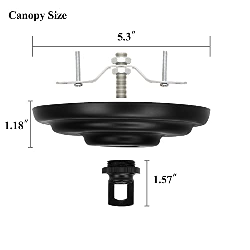 Heavy Duty Light Fixture Canopy Kit 5.3 Inches Diameter & 5.9 Feet Chain Ceiling Mounting Hardware for Pendant Light, Chandelier or Swag Light Fixtures, Matte Black - color: Black