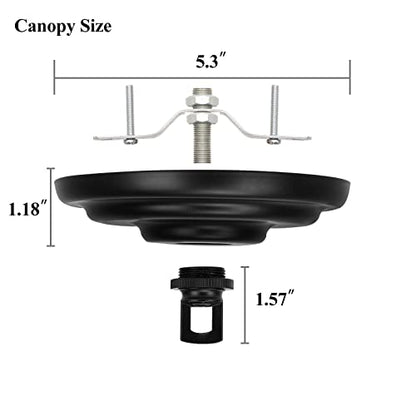 Heavy Duty Light Fixture Canopy Kit 5.3 Inches Diameter & 5.9 Feet Chain Ceiling Mounting Hardware for Pendant Light, Chandelier or Swag Light Fixtures, Matte Black - color: Black