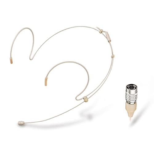 Headset Headworn Microphone Compatible with Audio-Technica Bodypack | Earhook Double Over Ear Earset Over Ear Headband Mic for Wireless Transmitter System with 1.2m Cable Hirose 4 Pin Plug