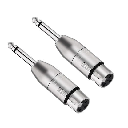 Unbalanced XLR Female to 1/4 Inch TS Mono Male Adapter, 2 Pack | Nickel-Plated Metal Housing with EMI/RFI Shielding, Low-Noise Signal Transmission for Mixer, Microphone & Amplifier - style: 1/4 inch TS Mono Male to XLR Female Adapter