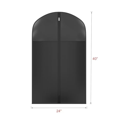 Univivi Garment Bag Suit Bag for Storage and Travel, 40 Inch, Set of 6 | Travel Bag with Zipper and Visible Transparent Window, Oxford Fabrics, Foldable Washable Suit Cover for Jacket, Suits, Coats - size: 24"X40"-6pcs - Black