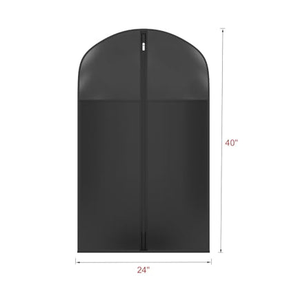 Univivi Garment Bag Suit Bag for Storage and Travel, 40 Inch, Set of 6 | Travel Bag with Zipper and Visible Transparent Window, Oxford Fabrics, Foldable Washable Suit Cover for Jacket, Suits, Coats - size: 24"X40"-6pcs - Black