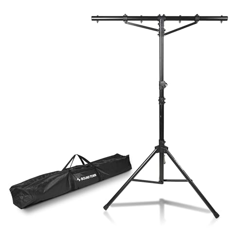 Sound Town DJ Lighting Stand, Height Adjustable, 9 ft Tall, with T-Bar and Tripod Base (STLS-T09) - color: Black, size: 9ft