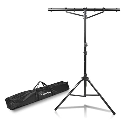 Sound Town DJ Lighting Stand, Height Adjustable, 9 ft Tall, with T-Bar and Tripod Base (STLS-T09) - color: Black, size: 9ft