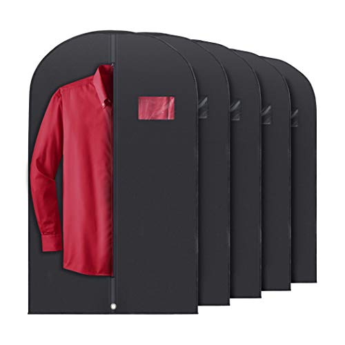 PLX 40" Black Garment Bags Suit Bag for Travel & Clothing Storage | Dresses and Coats Protection for Men and Women, Hanging Cover, Closet Protector, Shirts, Fur and Dance Costumes, Jackets - size: 5 pack black: 40” x 24”