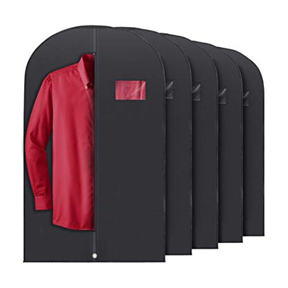 PLX 40" Black Garment Bags Suit Bag for Travel & Clothing Storage | Dresses and Coats Protection for Men and Women, Hanging Cover, Closet Protector, Shirts, Fur and Dance Costumes, Jackets - size: 5 pack black: 40” x 24”