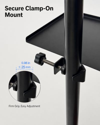 Drum Accessory Tray with Clamp, Percussion Table for Drum Set, Microphone Stand Tray, Clamp-On Drum Shelf, Adjustable Holder for Drumsticks, Headphones, Phones & Accessories, 5.5 x 8 inch - size: 5.5x8in