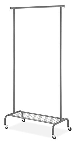 Whitmor Heavy Duty Adjustable Garment Rack-Rolling Clothes Organizer, Black and Chrome - color: Gunmetal Grey - 18.5 x 35.13 x 68.25 inch