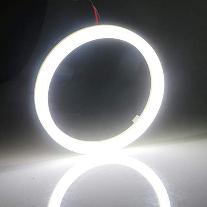 YM E-Bright 100mm White LED Angel Eyes Halo Rings, 1 Pair | Soft cotton-style halo rings with housings create even accent lighting for compatible 12V or 24V vehicle headlamps. - size: 100MM